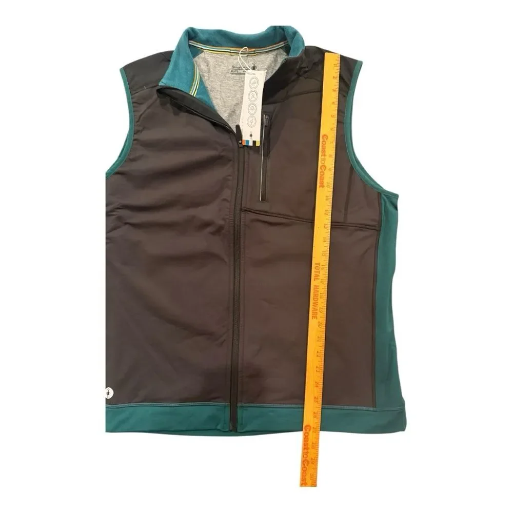 Smartwool Men’s XL Hybrid Merino Wool Blend Vest Full Zip Teal Black NWT